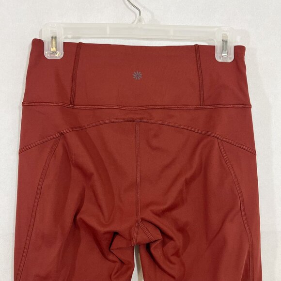 Athleta Rainer Tight Burnt Orange Zipper Leggings Workout Athletic Size Small - Picture 3 of 9